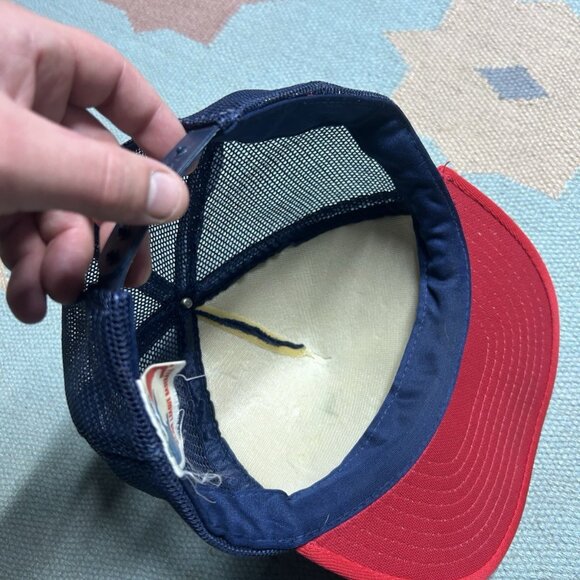 Vintage 80s trucker hat mesh cap Cleveland Indians plain logo MLB baseball - Picture 8 of 8